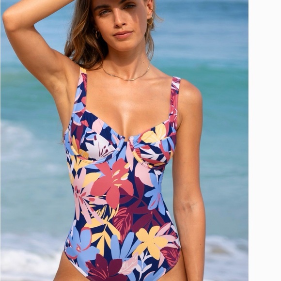 Cupshe Other - Cupshe Floral One Piece Swimsuit - Blue and Yellow